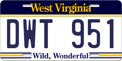 WV license plate DWT951