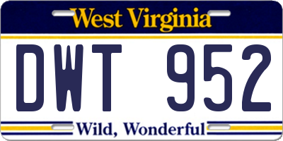WV license plate DWT952
