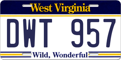 WV license plate DWT957