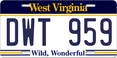 WV license plate DWT959