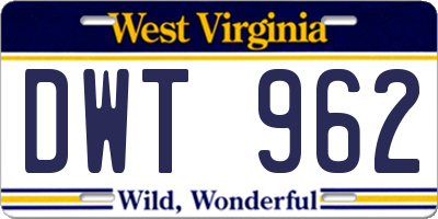 WV license plate DWT962