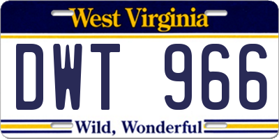 WV license plate DWT966