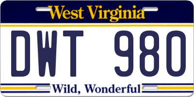 WV license plate DWT980