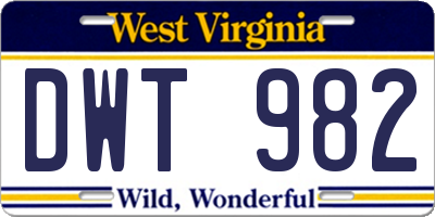 WV license plate DWT982