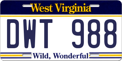 WV license plate DWT988