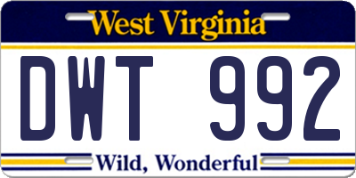 WV license plate DWT992