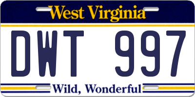 WV license plate DWT997