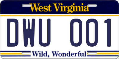 WV license plate DWU001