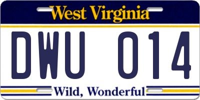 WV license plate DWU014