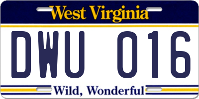 WV license plate DWU016