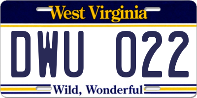 WV license plate DWU022