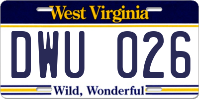 WV license plate DWU026