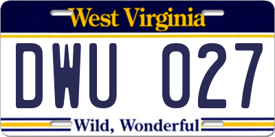 WV license plate DWU027