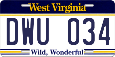 WV license plate DWU034
