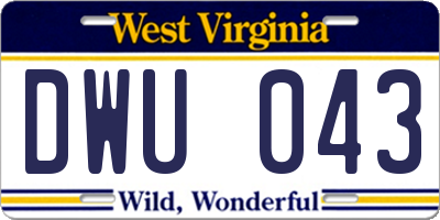 WV license plate DWU043