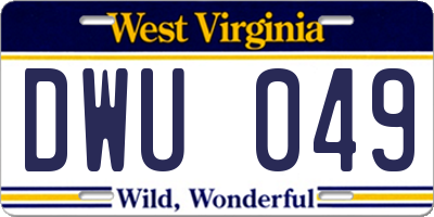 WV license plate DWU049
