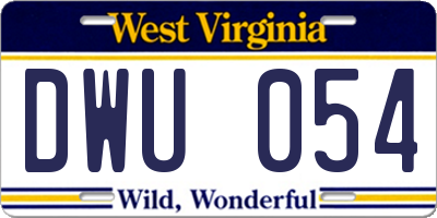WV license plate DWU054