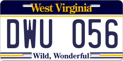 WV license plate DWU056