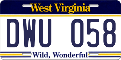 WV license plate DWU058