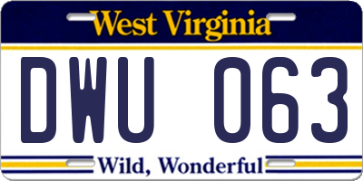 WV license plate DWU063