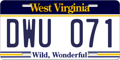 WV license plate DWU071