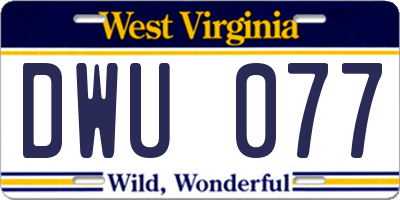 WV license plate DWU077