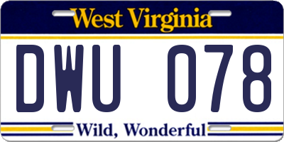 WV license plate DWU078