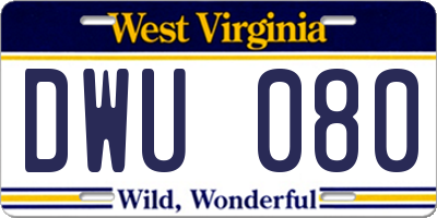 WV license plate DWU080