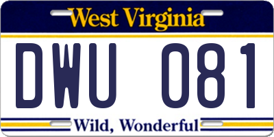 WV license plate DWU081