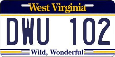WV license plate DWU102