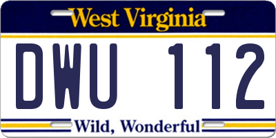WV license plate DWU112