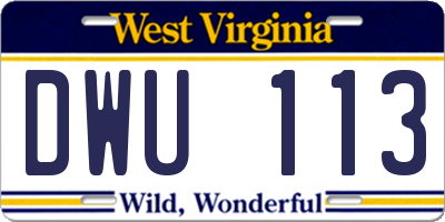 WV license plate DWU113