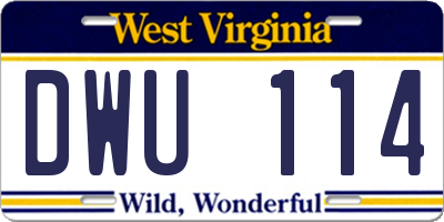 WV license plate DWU114
