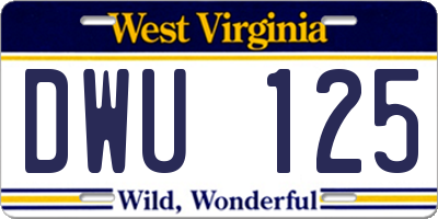 WV license plate DWU125