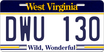 WV license plate DWU130