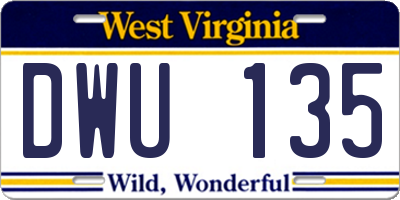 WV license plate DWU135