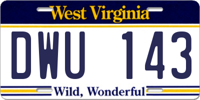 WV license plate DWU143