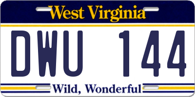 WV license plate DWU144