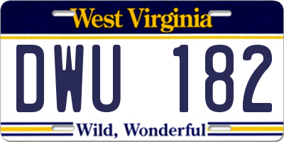 WV license plate DWU182
