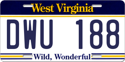 WV license plate DWU188