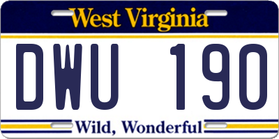 WV license plate DWU190