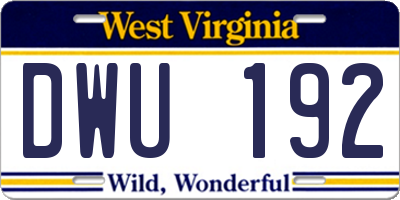 WV license plate DWU192