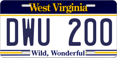WV license plate DWU200