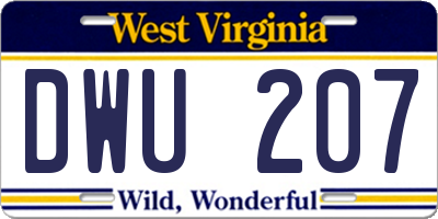 WV license plate DWU207