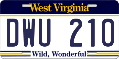 WV license plate DWU210
