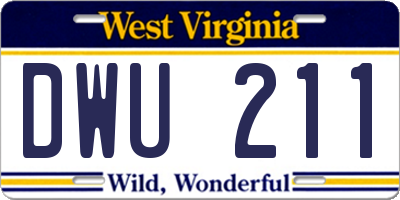 WV license plate DWU211