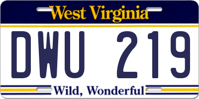 WV license plate DWU219
