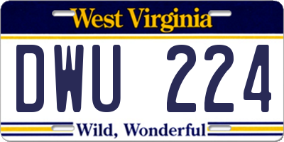 WV license plate DWU224