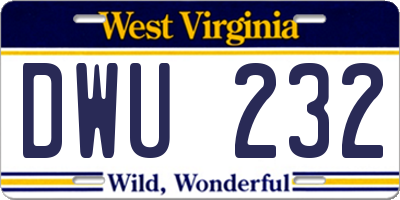 WV license plate DWU232