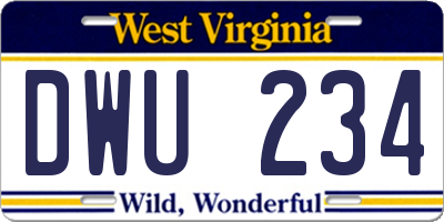 WV license plate DWU234